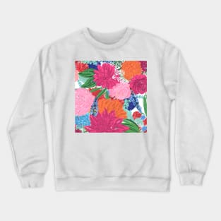 Pretty Hand Painted Colorful Flowers Crewneck Sweatshirt